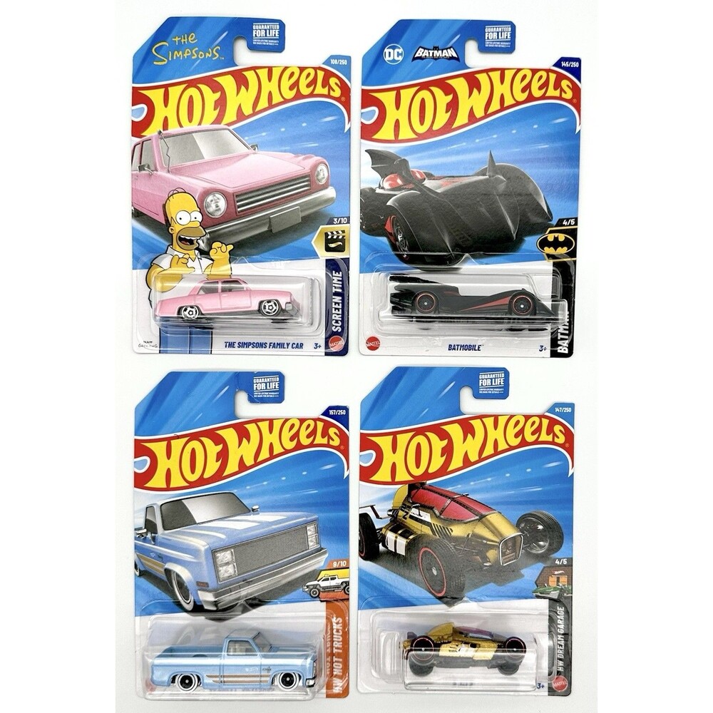 4pc Lot Hot Wheels Simpsons Family Car Batmobile 71 Chevy Silverado 2 Jet Z TH